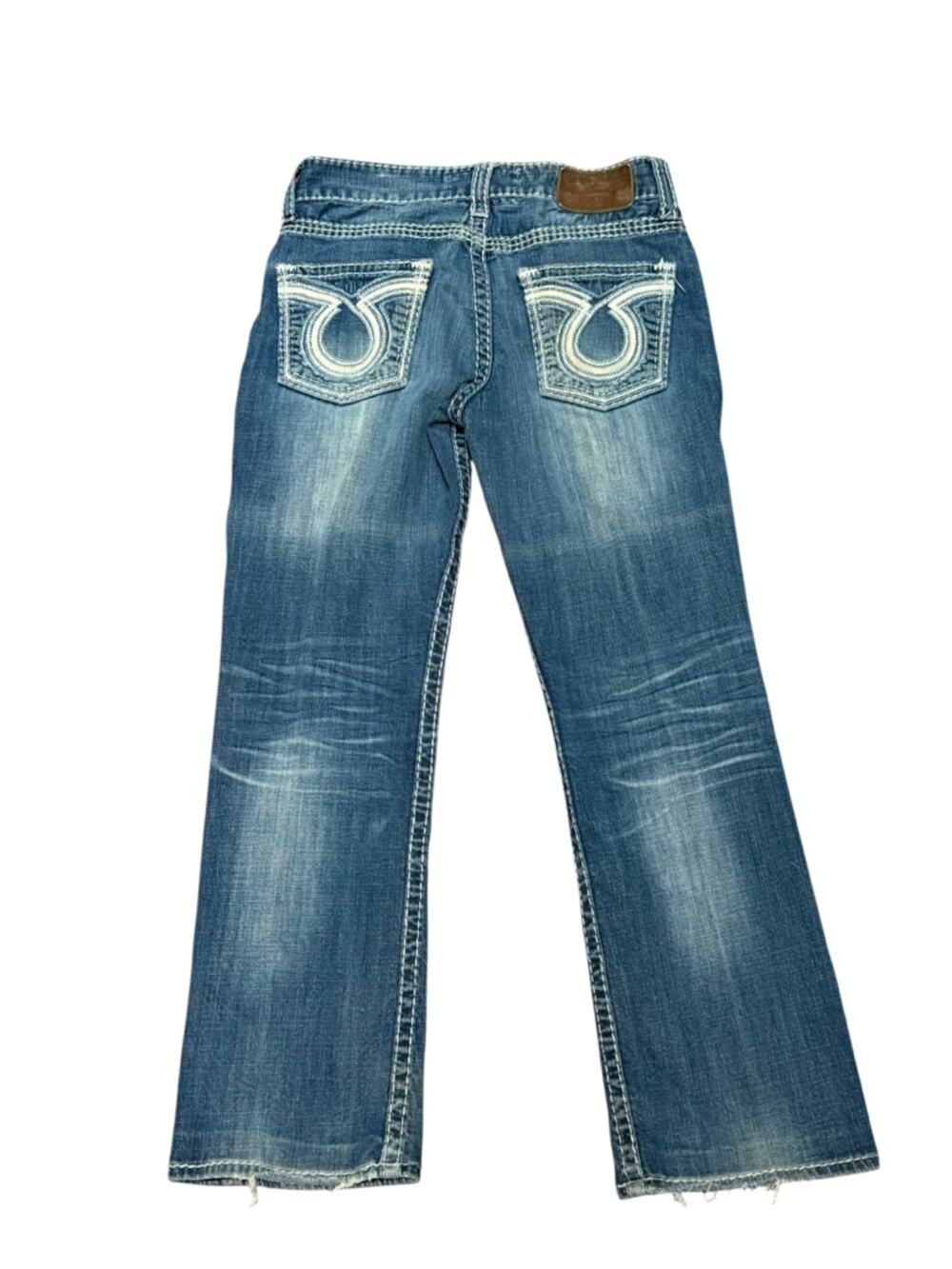 Big Star Pioneer Men's 31R Blue Distressed Denim Jeans Embroidered Back Pockets